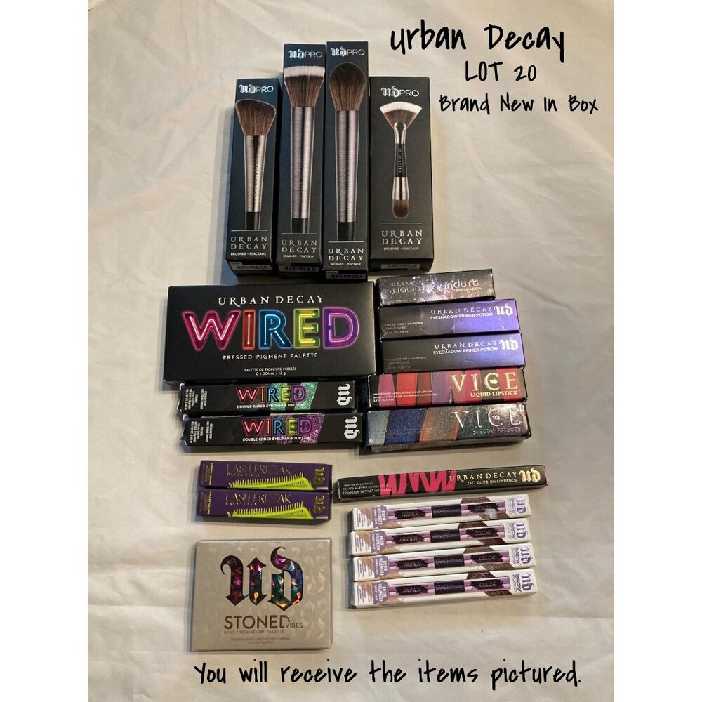 Urban Decay Makeup Lot: 20 Eyeshadows, Eyeliners & Brushes Set New In Box